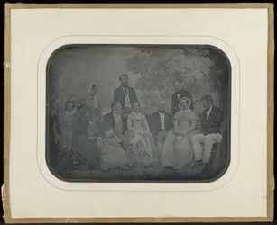 Group Portrait of Twelve Members of the Circle of Eynard-Lullin in Front of Tapestry